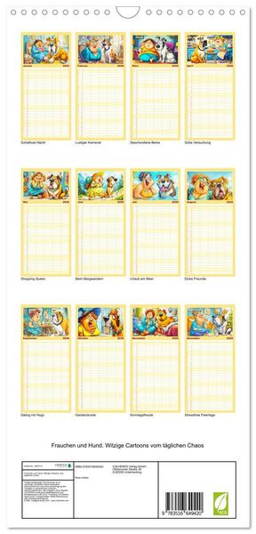 Produktbild: Familienplaner 2026 - Frauchen und Hund. Witzige Cartoons vom t&auml;glichen Chaos mit 5 Spalten (Wandkalender, 21 x 45 cm) CALVENDO
