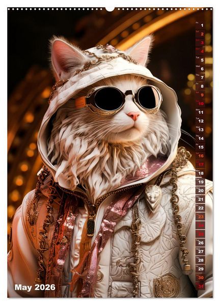Produktbild: Stylish cats (High Quality Premium Wall Calendar 2026 DIN A2 portrait),CALVENDO 12 Month Wall Calendar