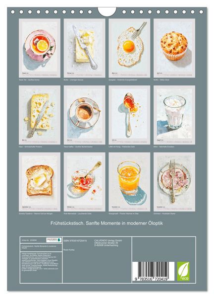 Produktbild: Fr&uuml;hst&uuml;ckstisch. Sanfte Momente in moderner &Ouml;loptik (Wandkalender 2026 DIN A4 hoch), CALVENDO Monatskalender