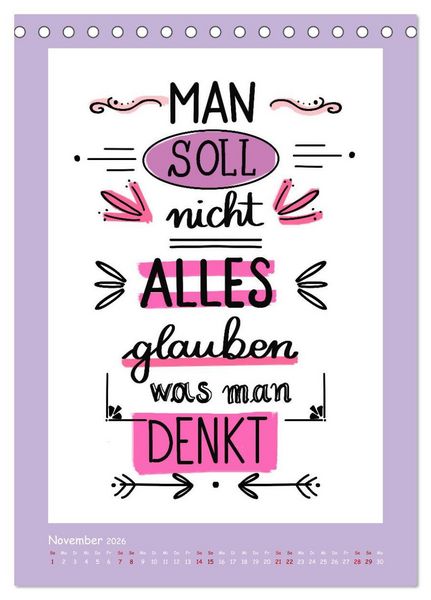 Produktbild: Nachgedacht-Spr&uuml;che und Zitate (Tischkalender 2026 DIN A5 hoch), CALVENDO Monatskalender