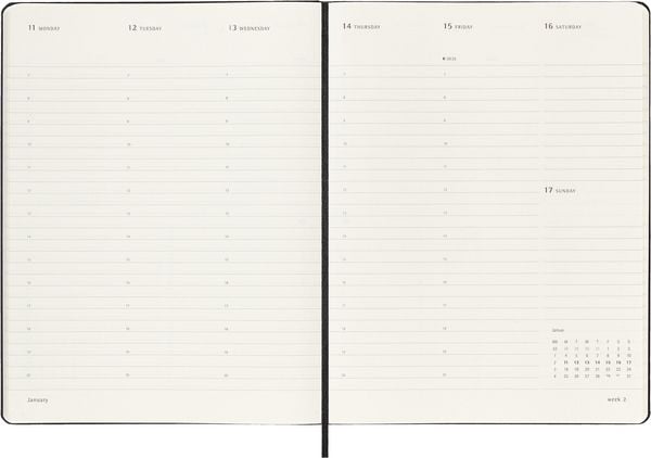 Produktbild: Moleskine 12 Monate Pro Wochen Notizkalender 2027, Pro XL, 1 Wo = 2 Seiten, vertikal, Spalten f&uuml;r Notizen, fester Einband, Schwarz<BR>