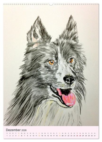 Produktbild: Hunde - Bezaubernde Portraitzeichnungen (Wandkalender 2026 DIN A2 hoch), CALVENDO Monatskalender
