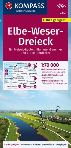 Produktbild: KOMPASS Fahrradkarte 3313 Elbe-Weser-Dreieck 1:70.000