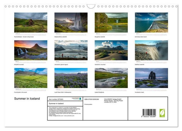 Produktbild: Summer in Iceland (Wall Calendar 2026 DIN A3 landscape), CALVENDO 12 Month Wall Calendar