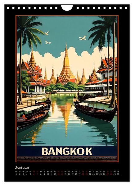 Produktbild: City Travel Poster - nostalgische St&auml;dtereise um die Welt (Wandkalender 2026 DIN A4 hoch), CALVENDO Monatskalender