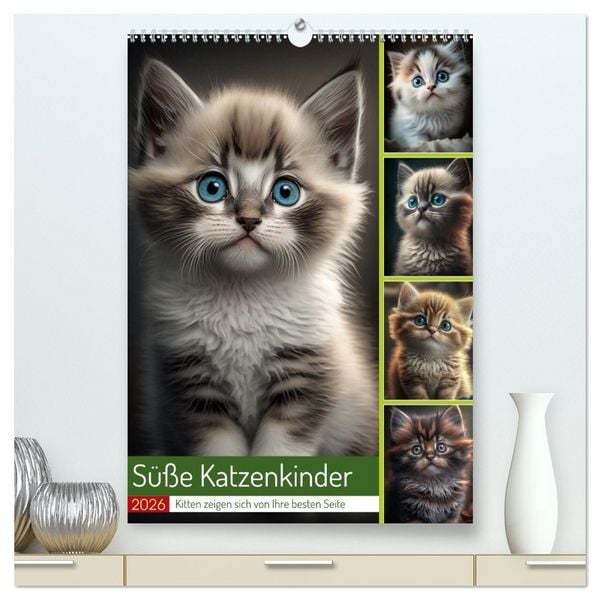 Süße Katzenkinder (hochwertiger Premium Wandkalender 2026 DIN A2 hoch), Kunstdruck in Hochglanz