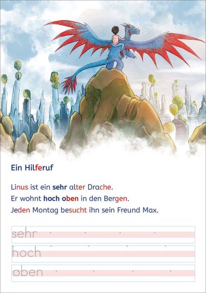Produktbild: Lesel&ouml;wen - Lesen und schreiben lernen mit Spurrillen - Notfall im Drachenpark