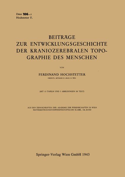 Produktbild: Beitr&auml;ge zur Entwicklungsgeschichte der Kraniozerebralen Topographie des Menschen