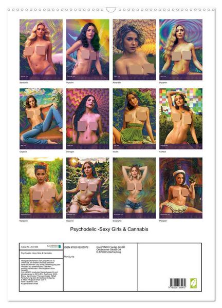 Produktbild: Psychodelic -Sexy Girls & Cannabis (Wandkalender 2026 DIN A2 hoch), CALVENDO Monatskalender