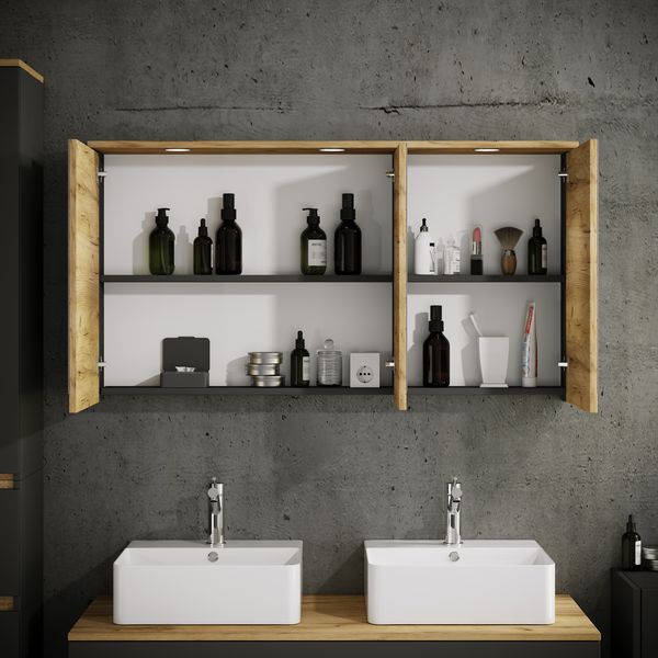 Produktbild: LED Bad Spiegelschrank Steckdose 59x110x23 Cosila