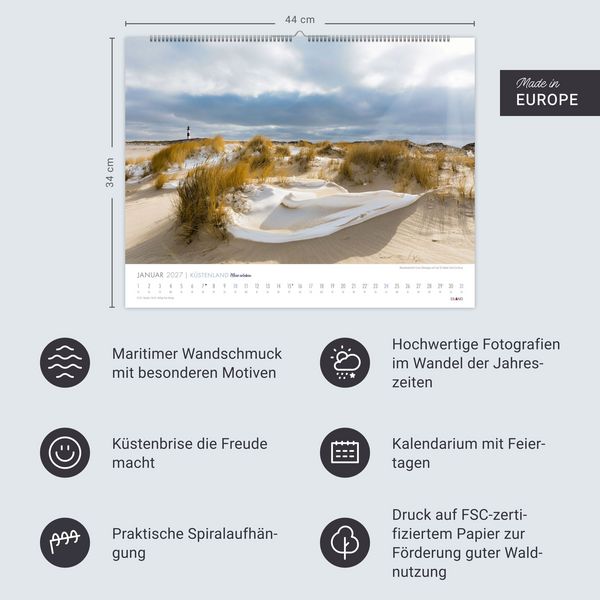 Produktbild: K&uuml;stenland Kalender 2027 - Meer erleben