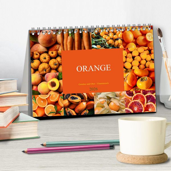 Produktbild: ORANGE - Gem&uuml;se und Obst -Vitaminreich (Tischkalender 2026 DIN A5 quer), CALVENDO Monatskalender