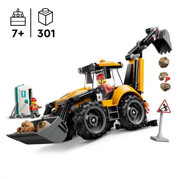 Produktbild: LEGO City 60480 Gelber Baggerlader, Baufahrzeug mit wirklichkeitsgetreuen Funktionen