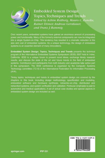Produktbild: Embedded System Design: Topics, Techniques and Trends
