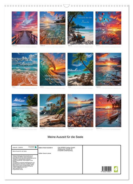 Produktbild: Meine Auszeit f&uuml;r die Seele (Wandkalender 2026 DIN A2 hoch), CALVENDO Monatskalender