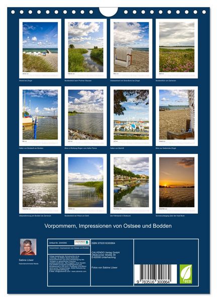 Produktbild: Vorpommern, Impressionen von Ostsee und Bodden (Wandkalender 2026 DIN A4 hoch), CALVENDO Monatskalender