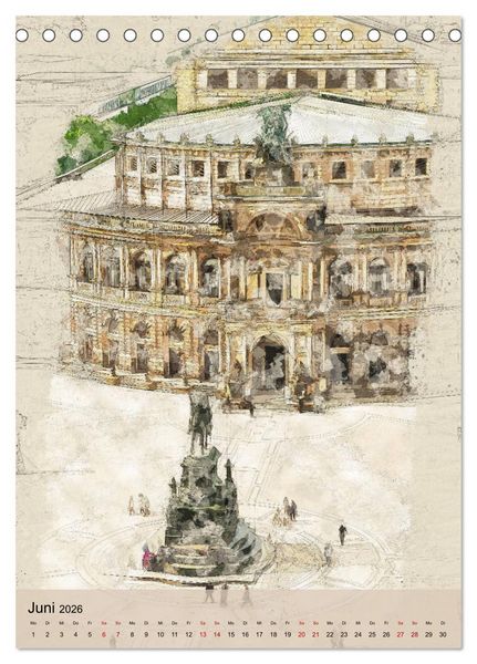 Produktbild: Dresden wie gemalt (Tischkalender 2026 DIN A5 hoch), CALVENDO Monatskalender