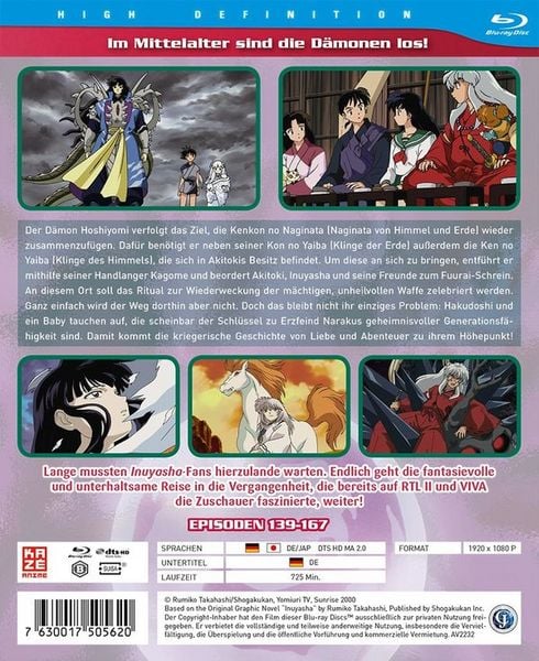 Produktbild: InuYasha - Die TV Serie - Box Vol. 6/Episoden 139-167 [3 BRs]