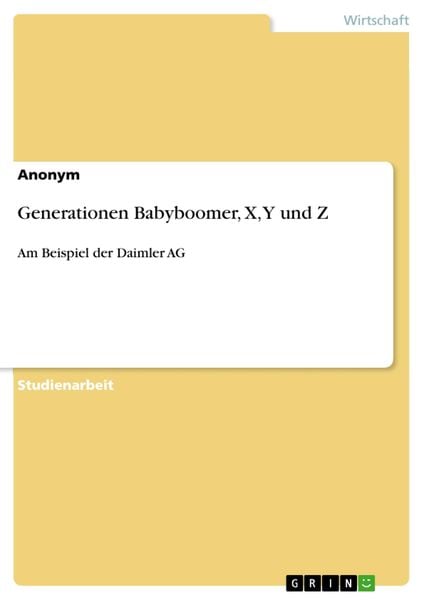 Produktbild: Generationen Babyboomer, X, Y und Z