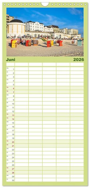 Produktbild: Familienplaner 2026 - Meine Insel Borkum mit 5 Spalten (Wandkalender, 21 x 45 cm) CALVENDO
