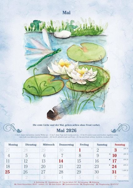 Produktbild: 100-jähriger Kalender 2026 - Bildkalender A3 (29,7x42 cm) - mit Feiertagen (DE/AT/CH) und Platz für Notizen - inkl. Bauernregeln - Wandkalender
