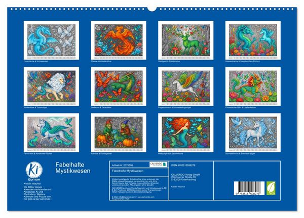 Produktbild: Fabelhafte Mystikwesen (hochwertiger Premium Wandkalender 2026 DIN A2 quer), Kunstdruck in Hochglanz