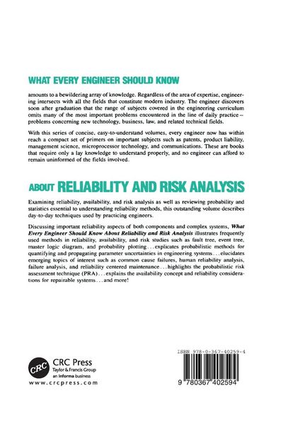 Produktbild: What Every Engineer Should Know about Reliability and Risk Analysis