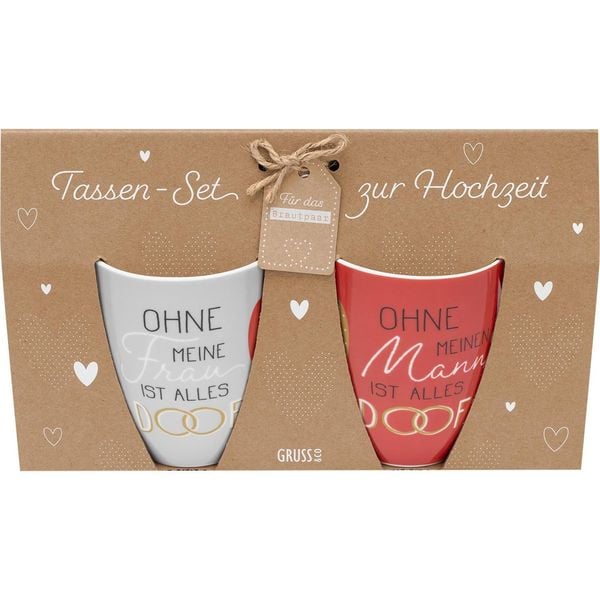 Produktbild: GRUSS & CO Tassen-Set Motiv "Ohne meine Frau ist alles doof