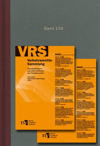 Produktbild: Verkehrsrechts-Sammlung (VRS). Entscheidungen aus allen Gebieten des Verkehrsrechts / Verkehrsrechts-Sammlung (VRS) Band 134