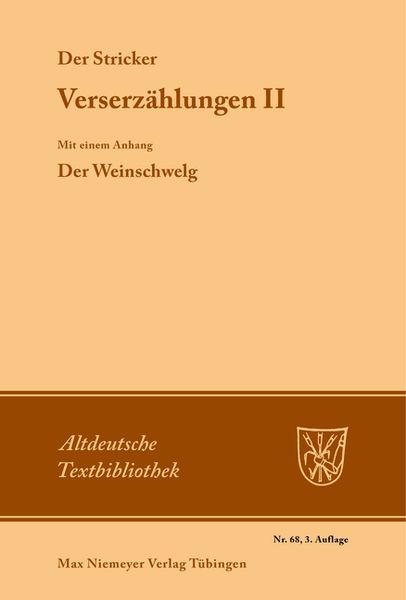 Verserzählungen II, Taschenbuch von Der Stricker, De Gruyter, 9783110482188