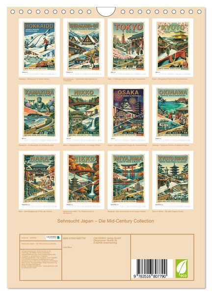 Produktbild: Sehnsucht Japan &ndash; Die Mid-Century Collection (Wandkalender 2027 DIN A4 hoch), CALVENDO Monatskalender