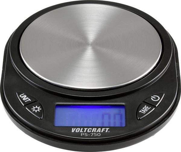 Produktbild: VOLTCRAFT PS-750 Pr&auml;zisionswaage W&auml;gebereich (max.) 750 g Ablesbarkeit 0.1 g batteriebetrieben Schwarz
