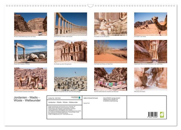Produktbild: Jordanien - Wadis - W&uuml;ste - Weltwunder (Wandkalender 2026 DIN A2 quer), CALVENDO Monatskalender