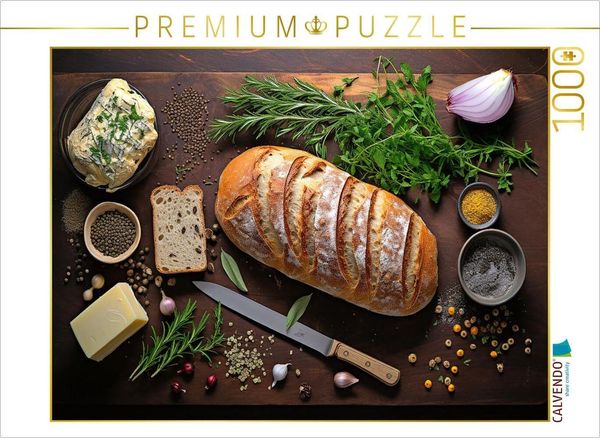 Produktbild: CALVENDO Puzzle Leckeres Brot mit Kr&auml;utern | 1000 Teile Lege-Gr&ouml;&szlig;e 64x48cm Foto-Puzzle f&uuml;r gl&uuml;ckliche Stunden