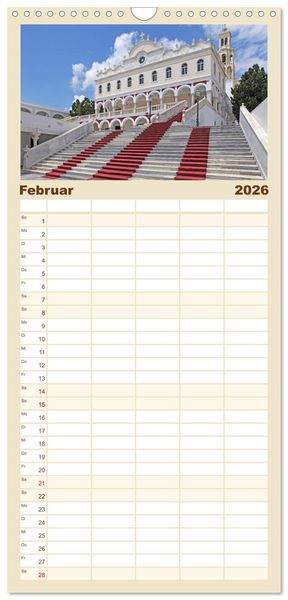 Produktbild: Familienplaner 2026 - Die Kykladen - Inseln im &Auml;g&auml;ischen Meer mit 5 Spalten (Wandkalender, 21 x 45 cm) CALVENDO