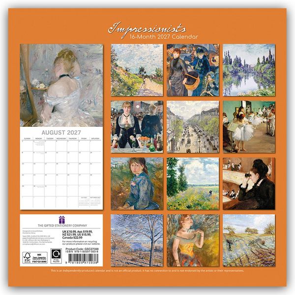 Produktbild: Impressionsts &ndash; Impressionisten &ndash; Impressionismus Kunstkalender 2027 &ndash; 12-Monatskalender