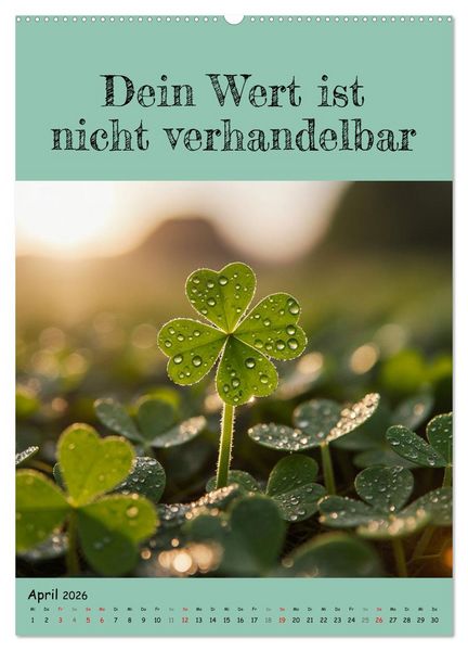 Produktbild: Positiv denken - Kalender f&uuml;r mehr Selbstvertrauen (Wandkalender 2026 DIN A2 hoch), CALVENDO Monatskalender