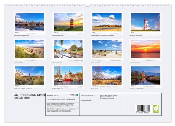 Produktbild: OSTFRIESLAND Strand und Mee(h)r (hochwertiger Premium Wandkalender 2026 DIN A2 quer), Kunstdruck in Hochglanz