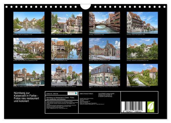 Produktbild: N&uuml;rnberg zur Kaiserzeit in Farbe - Fotos neu restauriert und koloriert (Wandkalender 2026 DIN A4 quer), CALVENDO Monatskalender