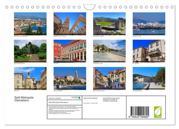 Produktbild: Split Metropole Dalmatiens (Wandkalender 2026 DIN A4 quer), CALVENDO Monatskalender