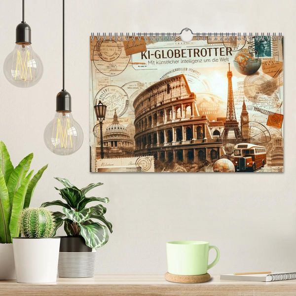Produktbild: KI-Globetrotter: Mit k&uuml;nstlicher Intelligenz um die Welt (Wandkalender 2026 DIN A4 quer), CALVENDO Monatskalender