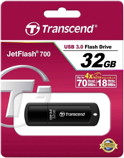 Produktbild: Transcend JetFlash&reg; 700 USB-Stick 32 GB Schwarz TS32GJF700 USB-A (USB 3.2 Gen 1)