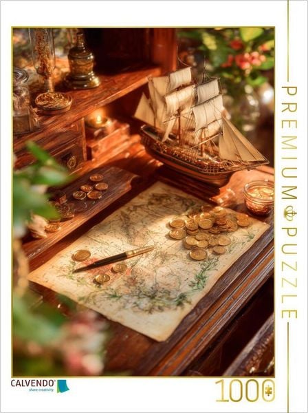 Produktbild: CALVENDO Puzzle Zwischen Bl&uuml;ten und Karten schl&auml;gt das Herz des Reisenden | 1000 Teile Lege-Gr&ouml;&szlig;e 64x48cm Foto-Puzzle f&uuml;r gl&uuml;ckliche Stunden
