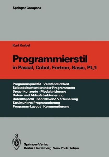 Produktbild: Programmierstil in Pascal, Cobol, Fortran, Basic, PL/I