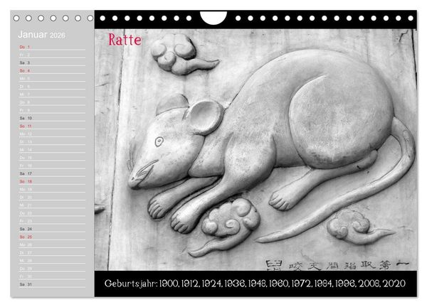 Produktbild: Das Chinesische Horoskop / Geburtstagskalender (Wandkalender 2026 DIN A4 quer), CALVENDO Monatskalender