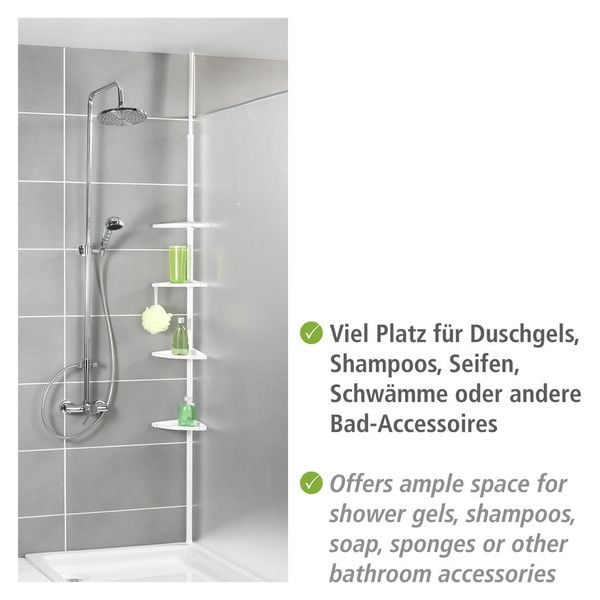 Produktbild: Teleskop Duschecke Compact Wei&szlig;, mit 4 Ablagen