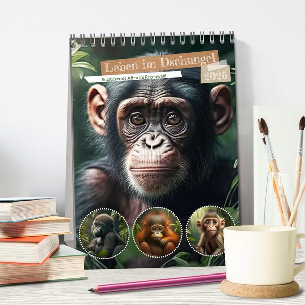 Produktbild: Leben im Dschungel. Entz&uuml;ckende Affen im Regenwald (Tischkalender 2026 DIN A5 hoch), CALVENDO Monatskalender