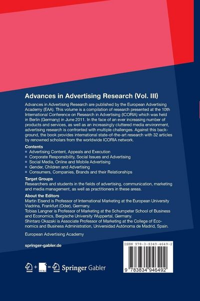 Produktbild: Advances in Advertising Research (Vol. III)
