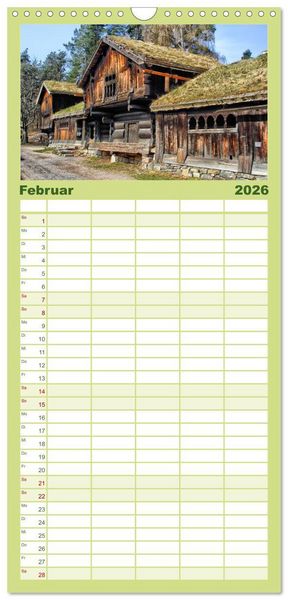 Produktbild: Familienplaner 2026 - Norwegen mit 5 Spalten (Wandkalender, 21 x 45 cm) CALVENDO