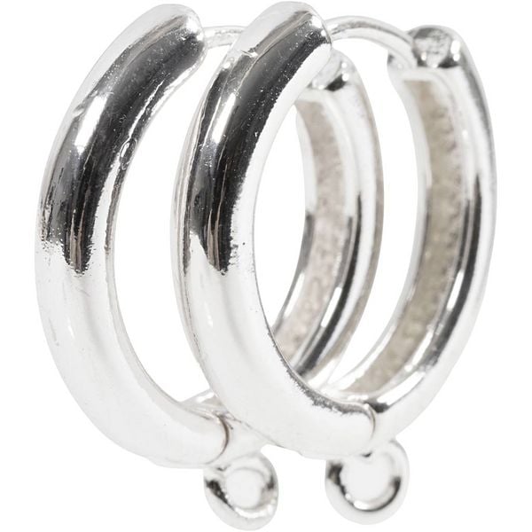 Produktbild: Creativ Company Creolen-Ohrringe, D 15 mm, Dicke 3 mm, versilbert , 2x2 Paar